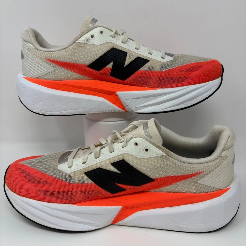 New Balance FuelCell Rebel v5 Mens Size 9 White Red Running Shoes (MFCXLV4)